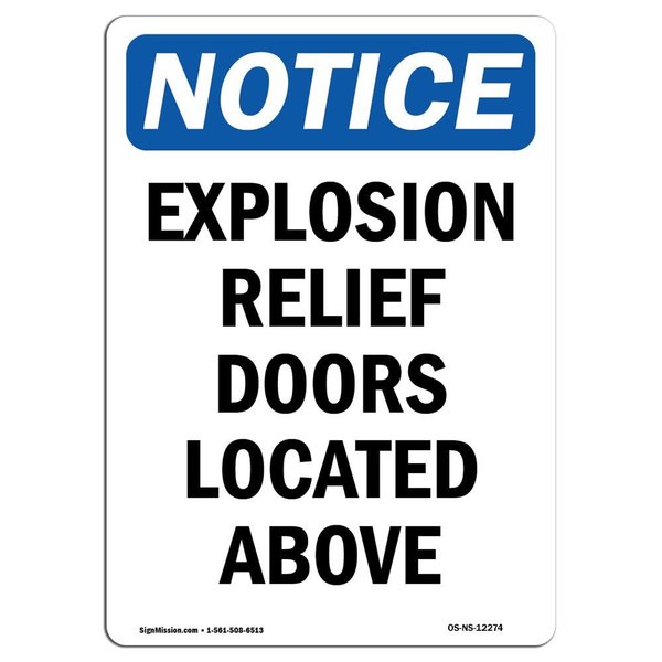 Signmission Safety Sign, OSHA Notice, 5" Height, Explosion Relief Doors Located Above Sign, Portrait OS-NS-D-35-V-12274